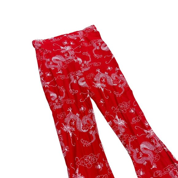 Bear Dance Women's Red Flowy Pants Bell Bottoms - Picture 3 of 3